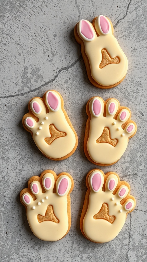 Decorated bunny footprint cookies