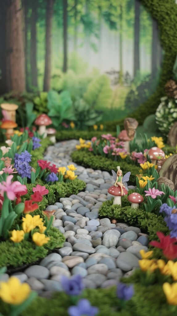 a-close-up-photo-of-a-beautifully-arrang_TnFMiIB7SsyLXtEBnKF0PQ_vem_6cK3QAa-yonaRQy4hw A close-up of a beautifully arranged miniature fairy garden with colorful flowers and a winding pebble path