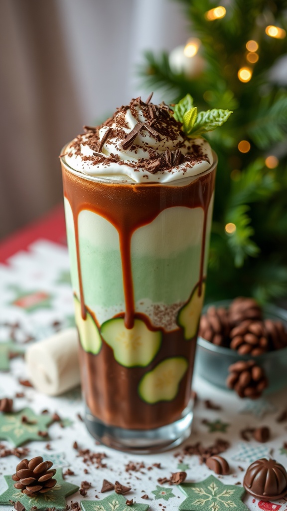 Mint Chocolate Irish Cream Shake in a glass with whipped cream and chocolate shavings on top