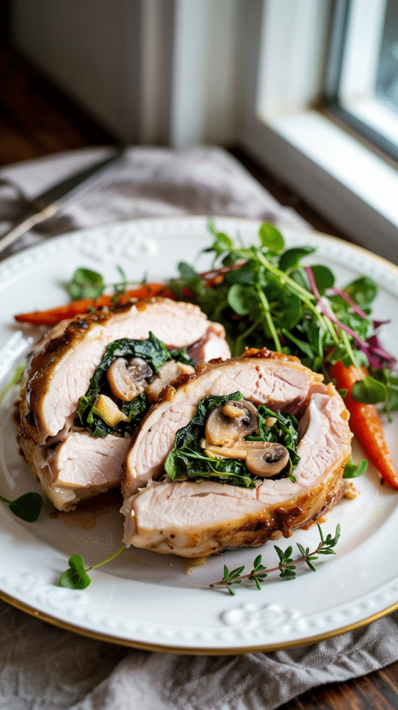 Spinach and Mushroom Stuffed Chicken Breasts