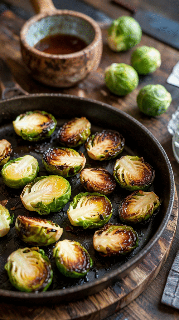 Crispy Roasted Brussels Sprouts with Honey Balsamic Glaze