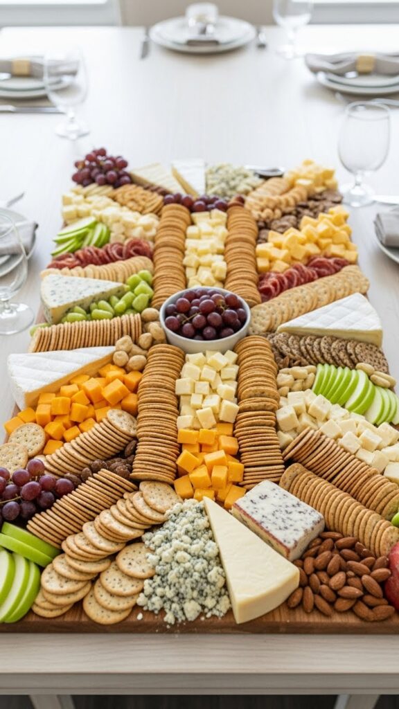 Extra-large charcuterie board setup for hosting a crowd at home